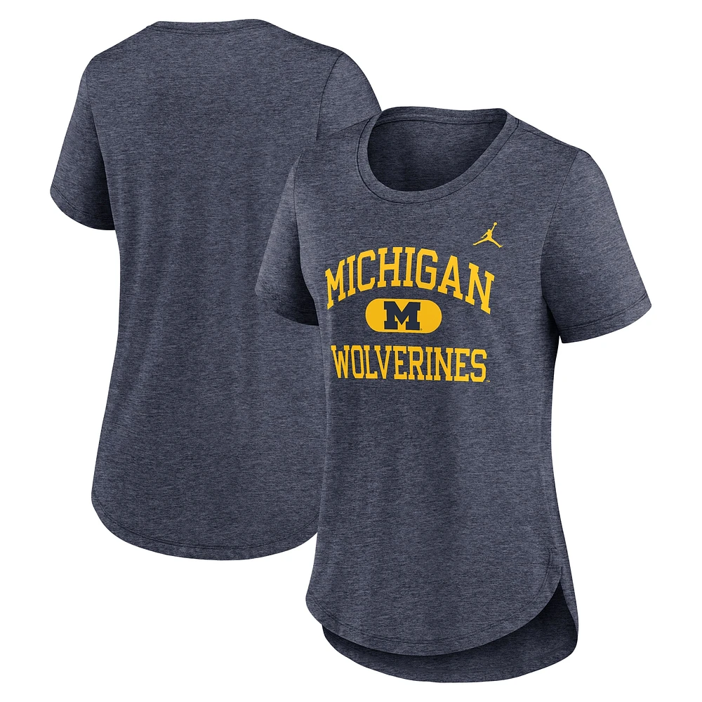 Women's Jordan Brand Heather Navy Michigan Wolverines University Classic Tri-Blend T-Shirt