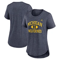 Women's Jordan Brand Heather Navy Michigan Wolverines University Classic Tri-Blend T-Shirt