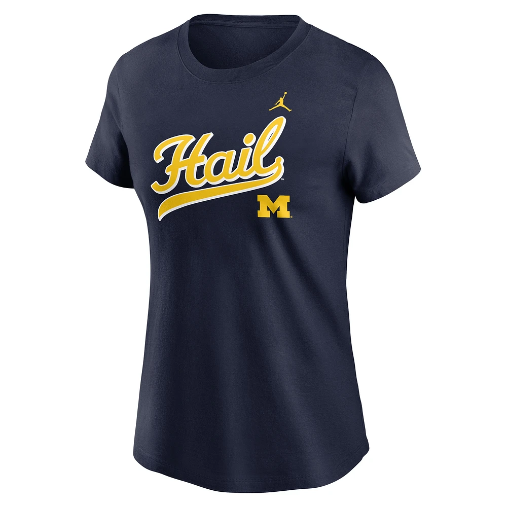 Women's Jordan Brand Navy Michigan Wolverines Local Script T-Shirt