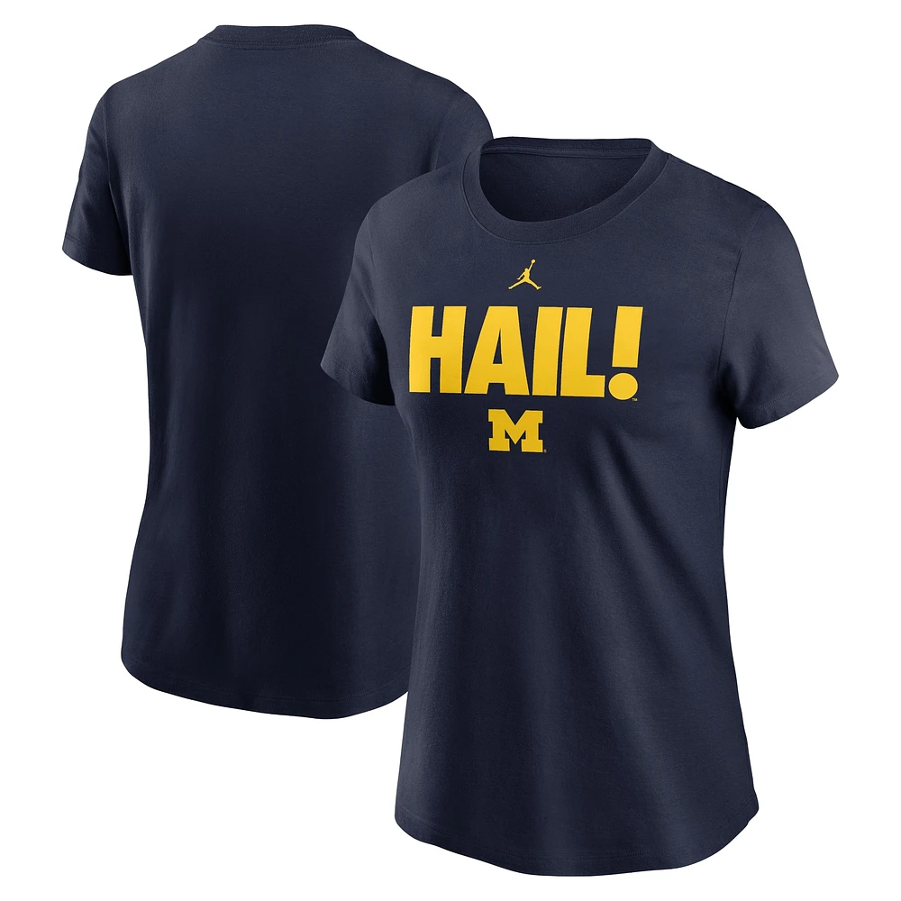 T-shirt Jordan Brand bleu marine Michigan Wolverines Local Ultimate Chant pour femme