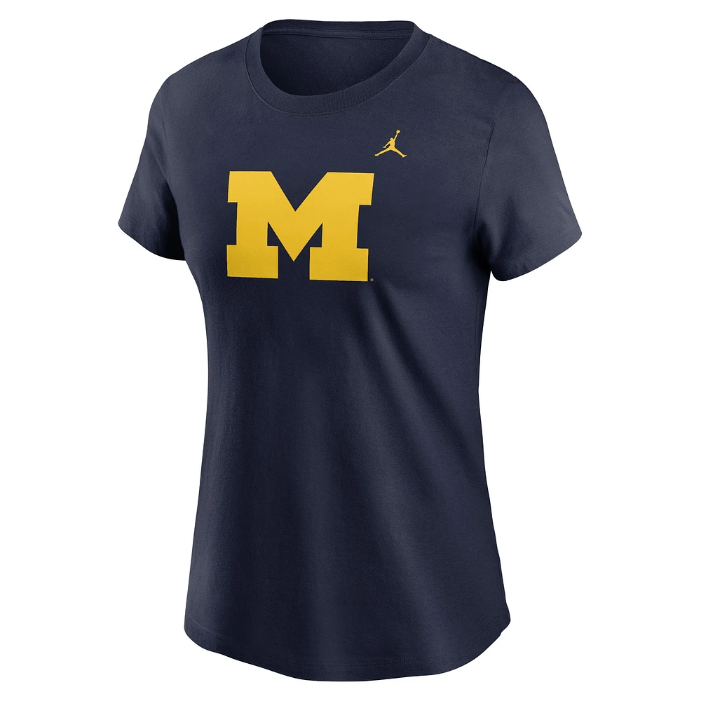 T-shirt Jordan Brand bleu marine avec logo Primetime des Michigan Wolverines pour femme