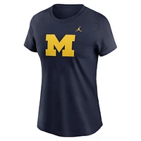 T-shirt Jordan Brand bleu marine avec logo Primetime des Michigan Wolverines pour femme