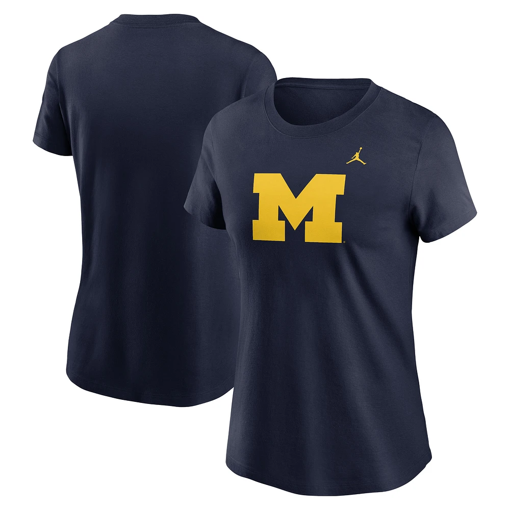 T-shirt Jordan Brand bleu marine avec logo Primetime des Michigan Wolverines pour femme