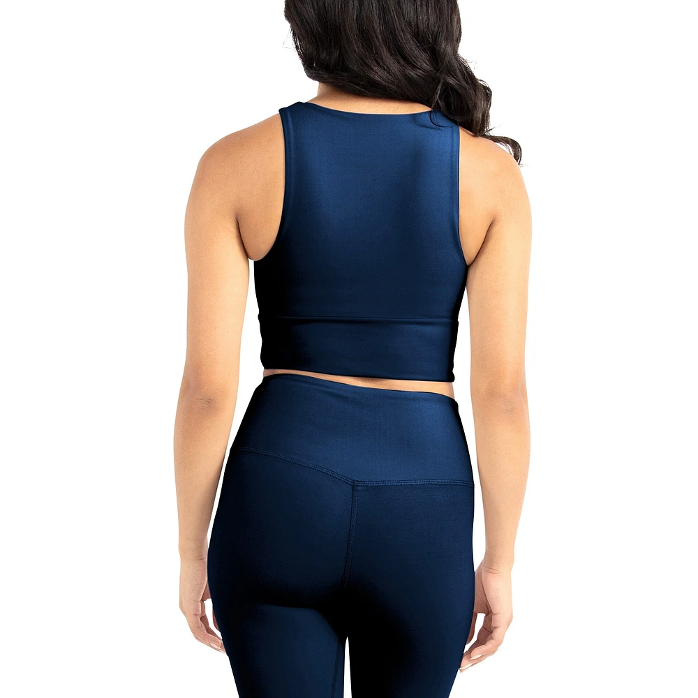 Women's Kadi Brand Navy Michigan Wolverines Buttery Soft Midi Bra & Leggings Set