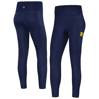 KadyLuxe Navy Michigan Wolverines 7/8 Mixed Media Pocket iLeggings pour femme