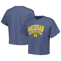 Women's League Collegiate Wear Navy Michigan Wolverines Banner Clothesline Cropped T-Shirt