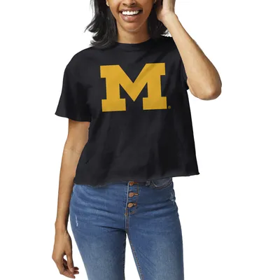 Michigan Wolverines League Collegiate Wear Women's Clothesline Crop T-Shirt - Navy