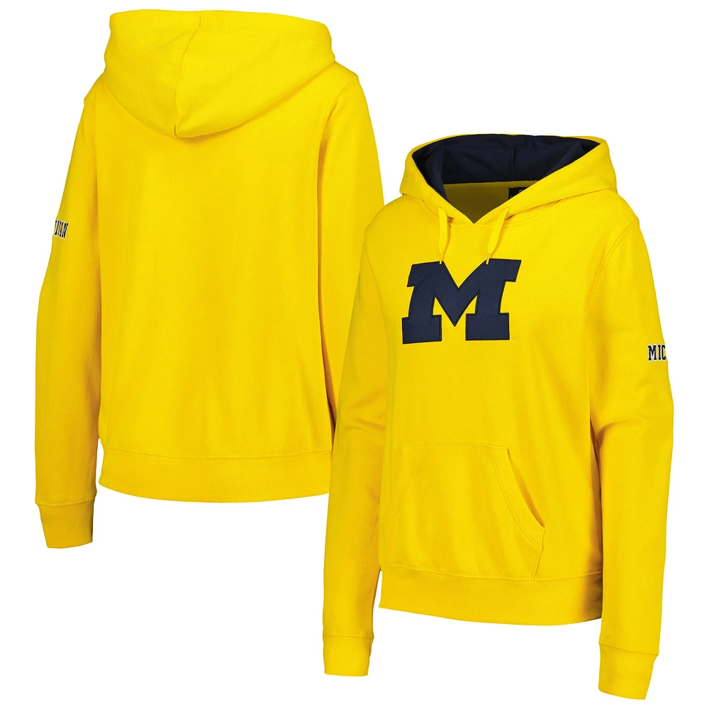 Women's Maize Michigan Wolverines Team Big Logo Pullover Hoodie