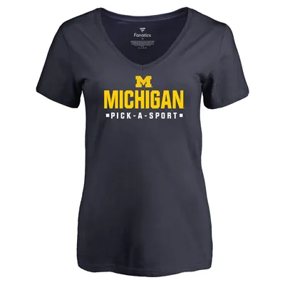 Michigan Wolverines Women's Custom Sport V-Neck T-Shirt - Navy