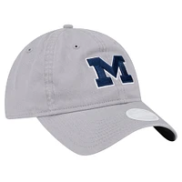 Casquette ajustable 9TWENTY pour femme avec logo Michigan Wolverines de New Era gris