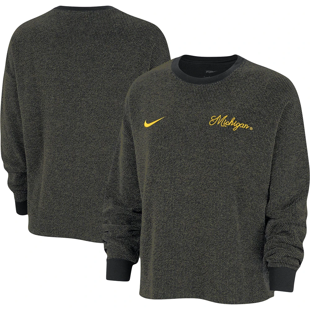 Sweat-shirt Nike noir Michigan Wolverines Yoga Script pour femme