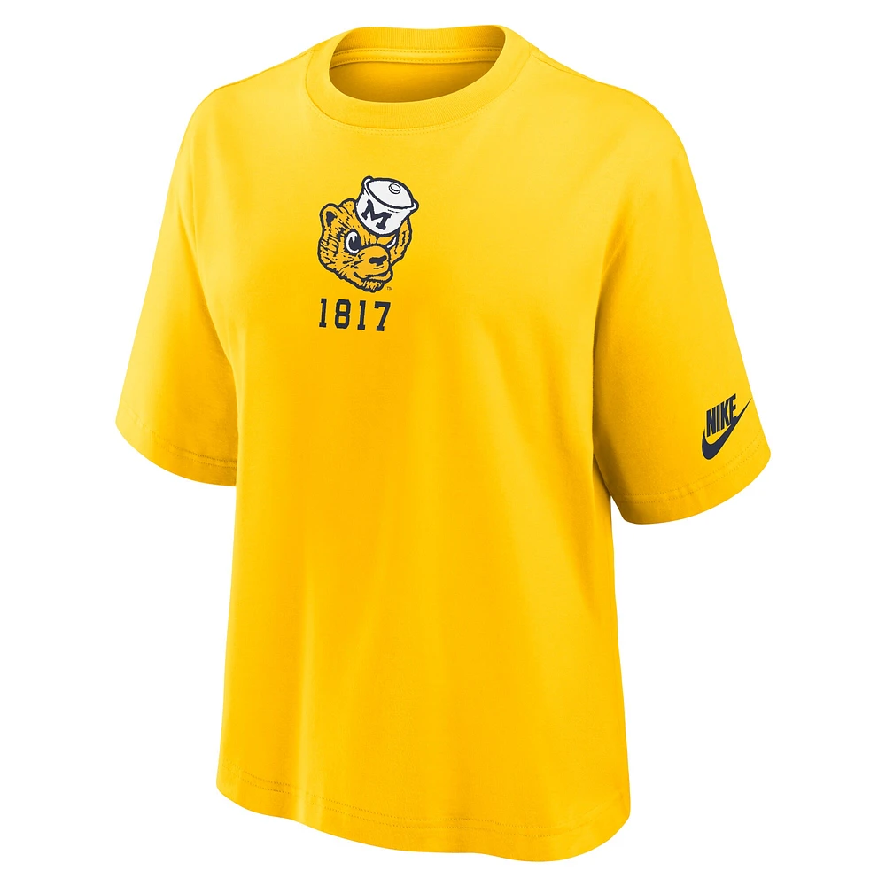 Women's Nike Maize Michigan Wolverines Legacy Established Boxy T-Shirt