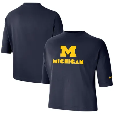 Michigan Wolverines Nike Women's Crop Performance T-Shirt - Navy