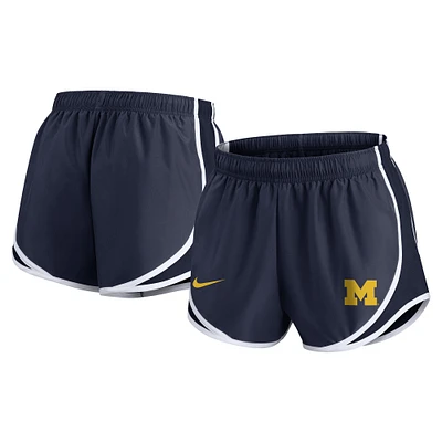 Short Nike Michigan Wolverines Primetime Tempo Performance pour femme, bleu marine