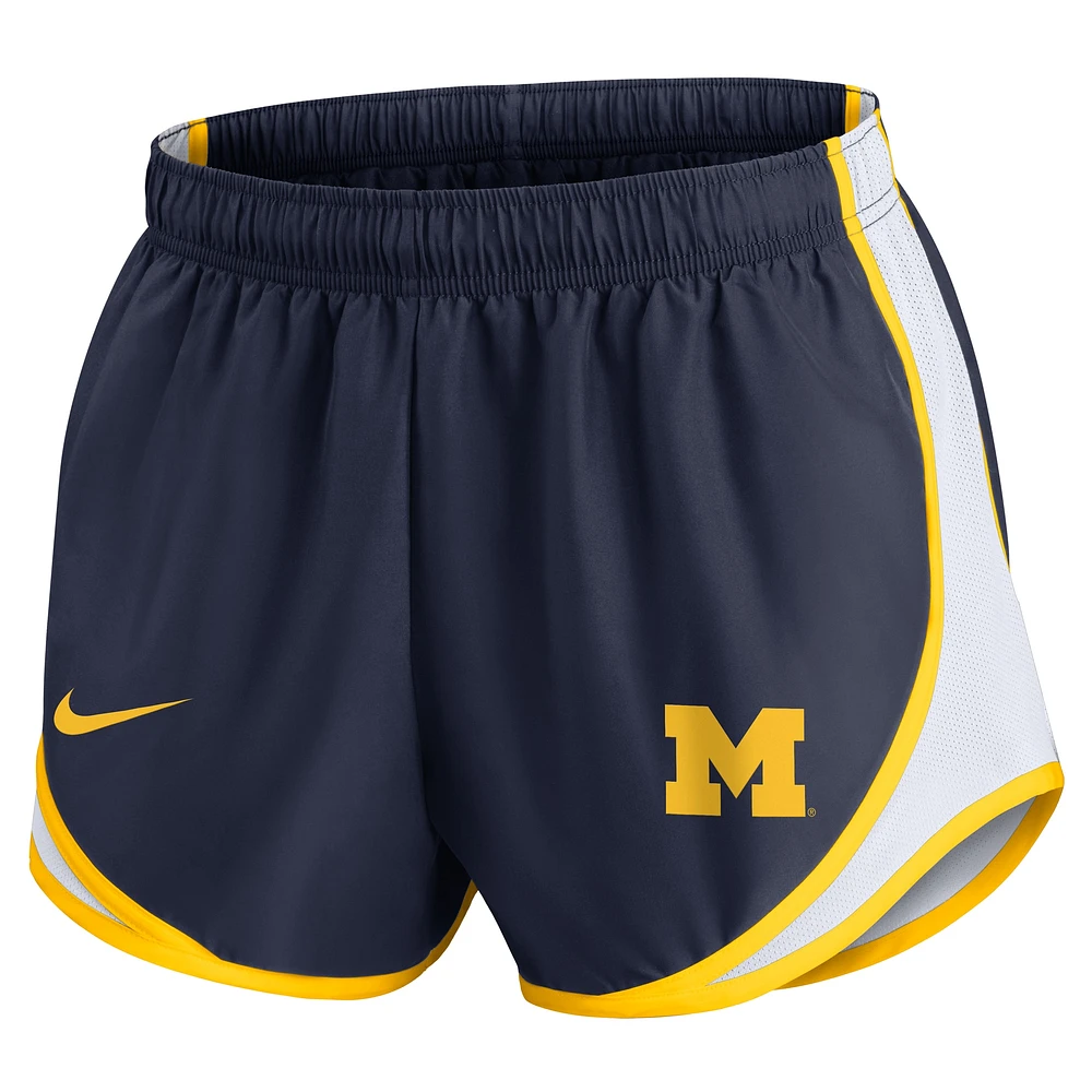 Women's Nike Navy Michigan Wolverines Spring Break Tempo Performance Shorts