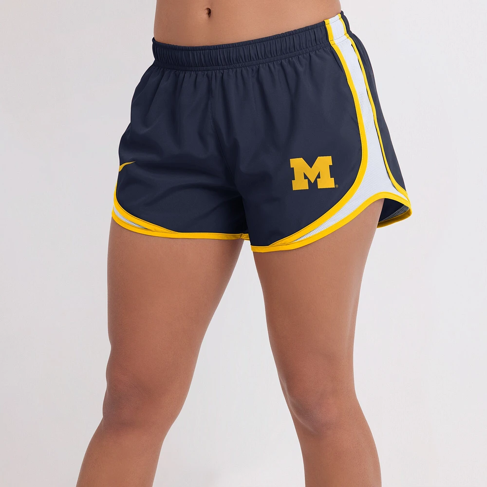 Women's Nike Navy Michigan Wolverines Spring Break Tempo Performance Shorts