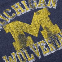 Women's Original Retro Brand Navy Michigan Wolverines Funnel Neck Pullover Sweatshirt