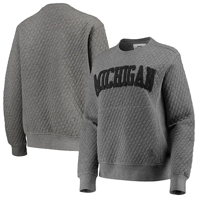 Sweat-shirt matelassé pour femme Pressbox Heather Charcoal Michigan Wolverines Moose