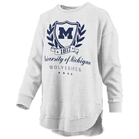 Women's Pressbox Heather Gray Michigan Wolverines Field Day Melange Poncho Pullover Sweatshirt