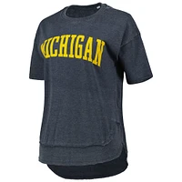 Women's Pressbox Heather Navy Michigan Wolverines Arch Poncho T-Shirt