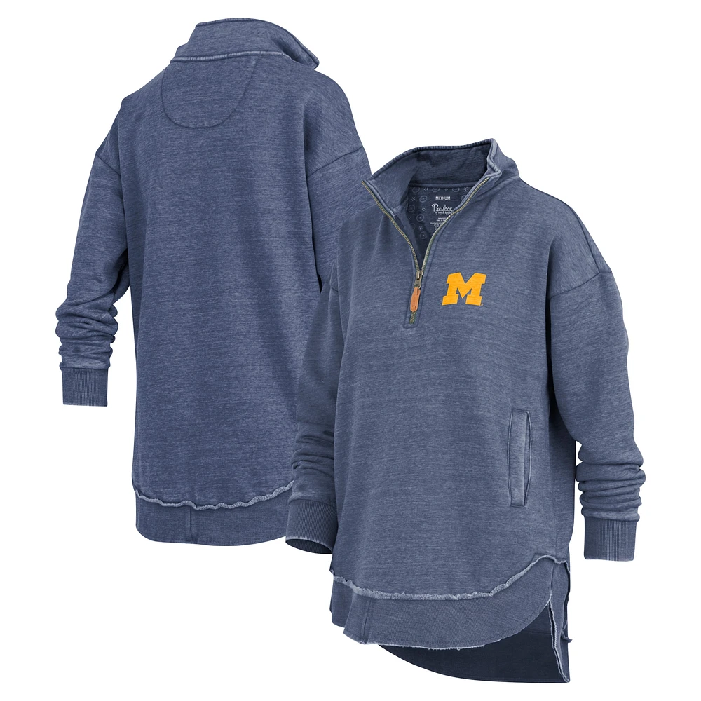 Sweat-shirt zippé quart de tour poncho Northfork Sojourn des Michigan Wolverines pour femme Pressbox Navy