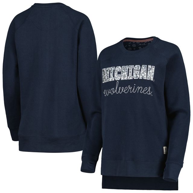 Sweat-shirt à enfiler raglan Pressbox Michigan Wolverines Steamboat pour femme, bleu marine