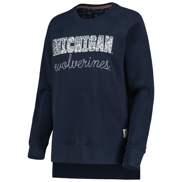 Sweat-shirt à enfiler raglan Pressbox Michigan Wolverines Steamboat pour femme, bleu marine