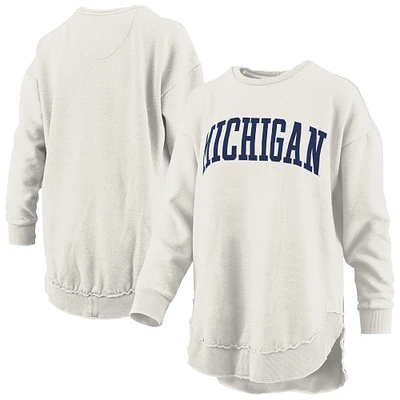 Sweat-shirt à manches longues en polaire vintage Pressbox Oatmeal Michigan Wolverines Melange Poncho pour femme