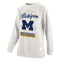 Women's Pressbox Oatmeal Michigan Wolverines Plus Comfy Cairo Terry Pullover Sweatshirt