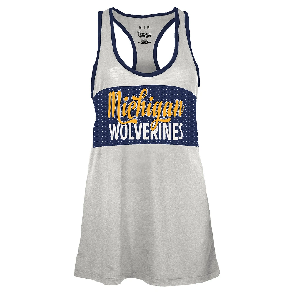 Women's Pressbox White/Navy Michigan Wolverines Tracy Racerback Tank Top