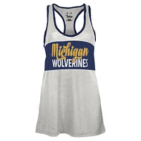 Women's Pressbox White/Navy Michigan Wolverines Tracy Racerback Tank Top