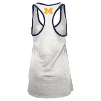 Women's Pressbox White/Navy Michigan Wolverines Tracy Racerback Tank Top