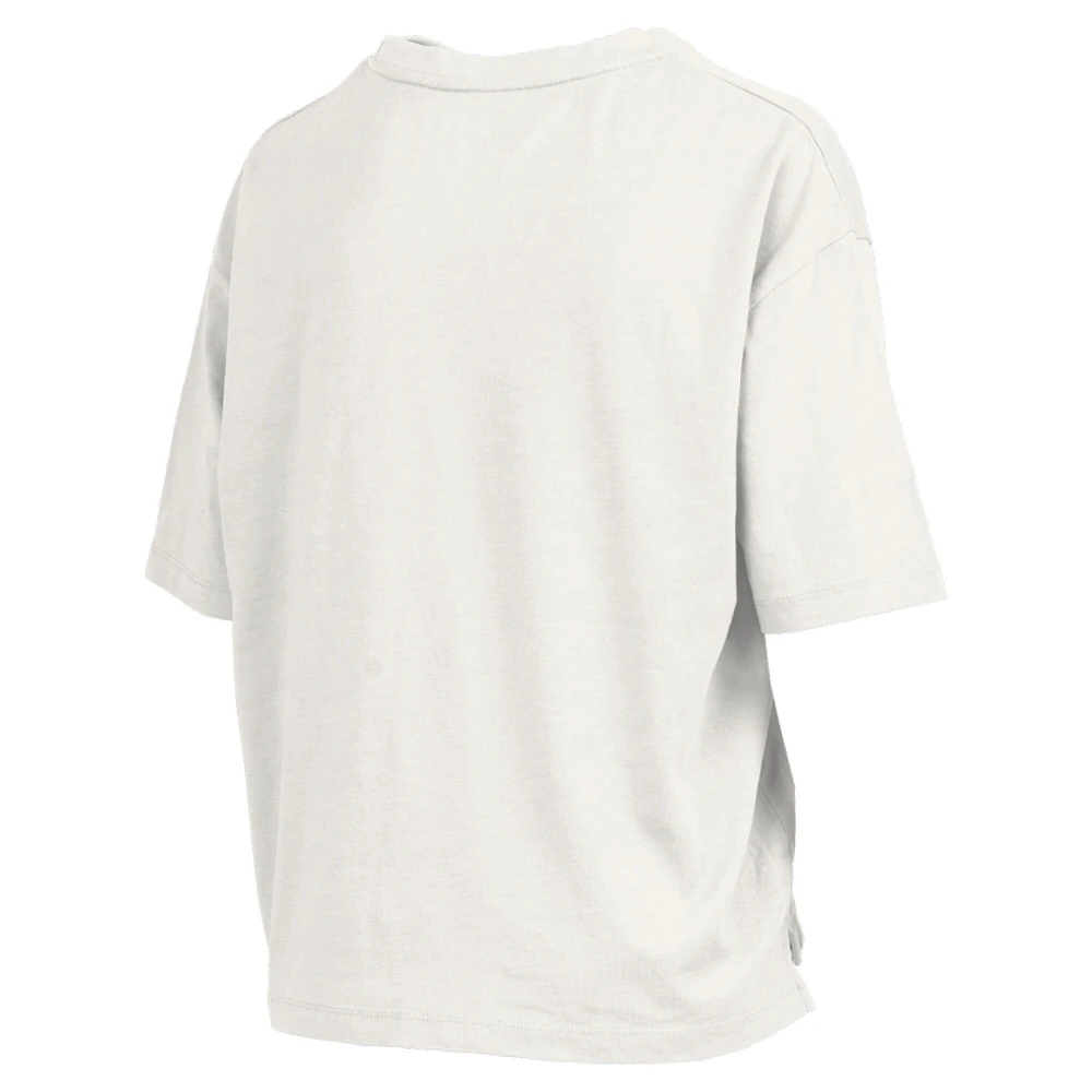 Women's Pressbox White Michigan Wolverines Nelson Arch Over Logo Waist Length Oversized Slub T-Shirt