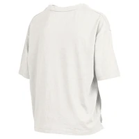 Women's Pressbox White Michigan Wolverines Nelson Arch Over Logo Waist Length Oversized Slub T-Shirt