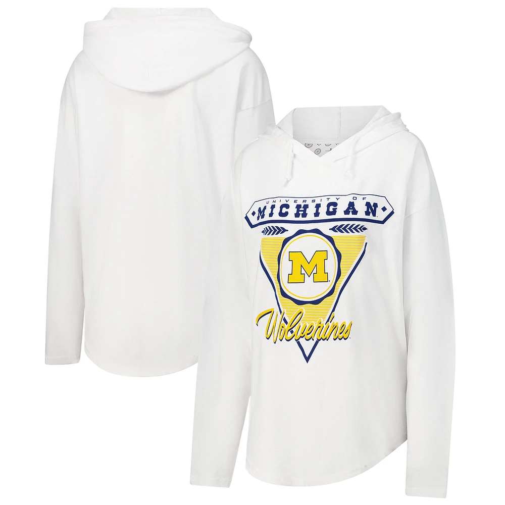 Women's Pressbox White Michigan Wolverines San Bruno Hoodie Long Sleeve T-Shirt