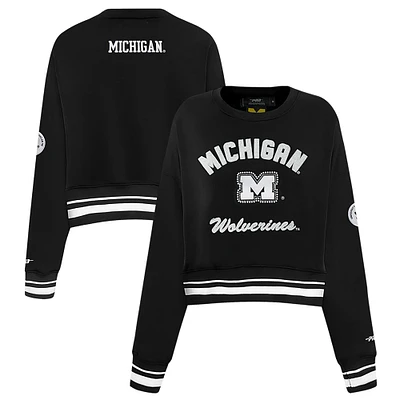 Sweat-shirt court Pro Standard noir pour femme Michigan Wolverines Pearl