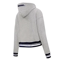 Women's Pro Standard Heather Gray Michigan Wolverines Script Tail Fleece Cropped Pullover Hoodie