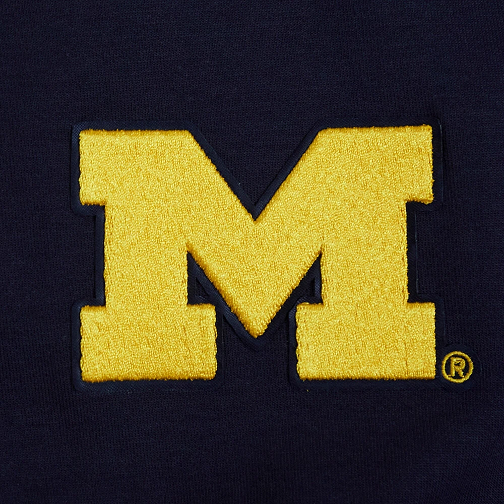 Women's Pro Standard Navy Michigan Wolverines Sequin Boxy Cropped Pullover Sweatshirt