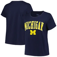 Profil pour femme Marine Michigan Wolverines T-shirt à encolure dégagée avec logo en forme d'arc grande taille