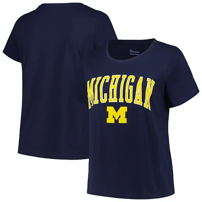 Profil pour femme Marine Michigan Wolverines T-shirt à encolure dégagée avec logo en forme d'arc grande taille