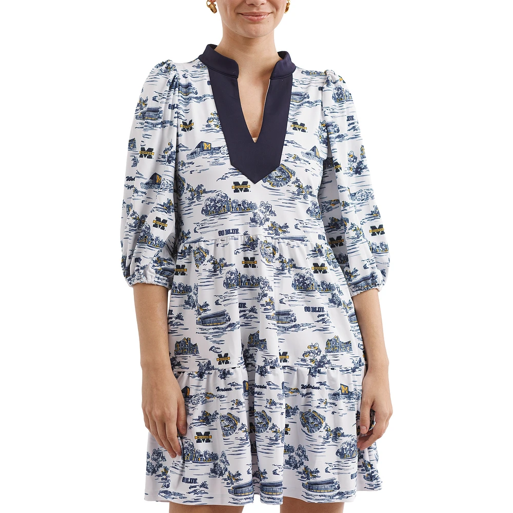 Robe blanche/bleue Tory pour femme de la collection Tailgate des Wolverines du Michigan