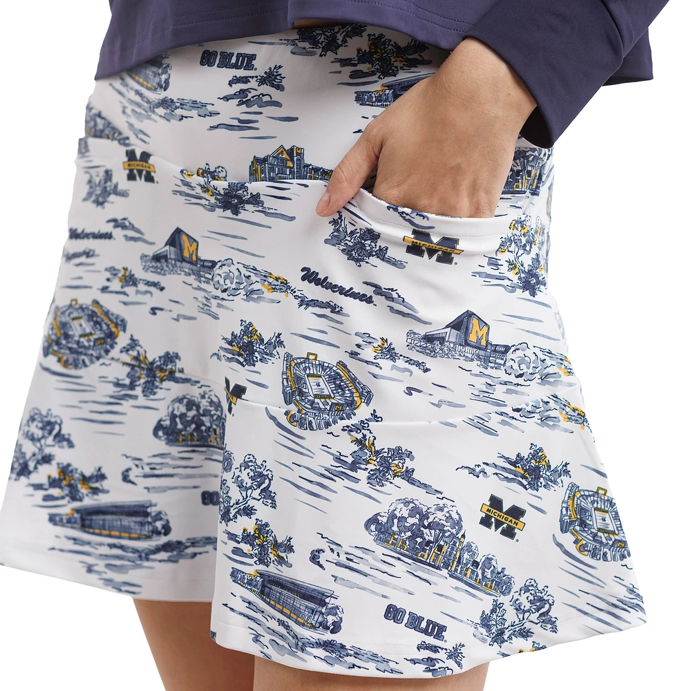 Jupe-short Molly pour femme de la collection Tailgate des Michigan Wolverines, blanc/bleu marine