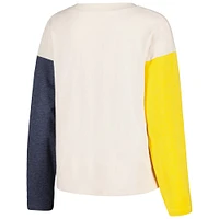 Wes & Willy Cream Michigan Wolverines T-shirt et short à manches longues col en V trois mélanges pour femme