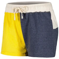 Wes & Willy Cream Michigan Wolverines T-shirt et short à manches longues col en V trois mélanges pour femme