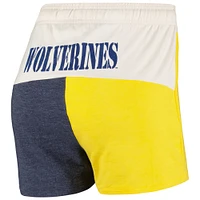 Wes & Willy Cream Michigan Wolverines T-shirt et short à manches longues col en V trois mélanges pour femme