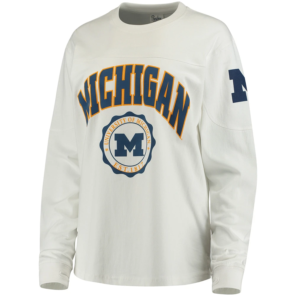 T-shirt à manches longues Edith Michigan Wolverines blanc pour femme