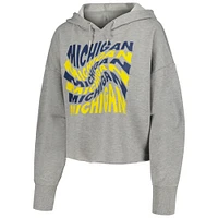 Women's ZooZatz Gray Michigan Wolverines Swirl Cropped Pullover Hoodie