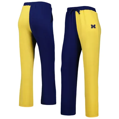 Michigan Wolverines ZooZatz Women's Colorblock Cozy Tri-Blend Lounge Pants - Navy/Maize