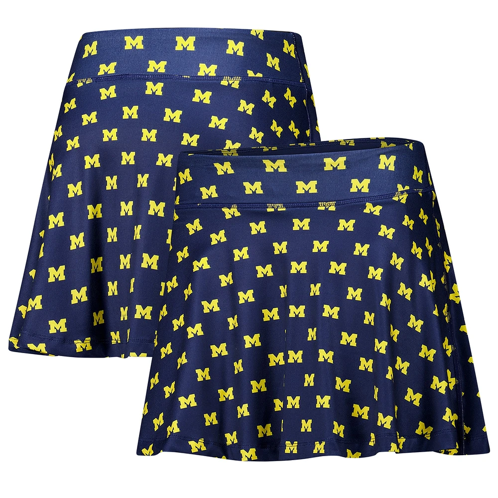 Women's ZooZatz Navy Michigan Wolverines Allover Print Flowy Skort