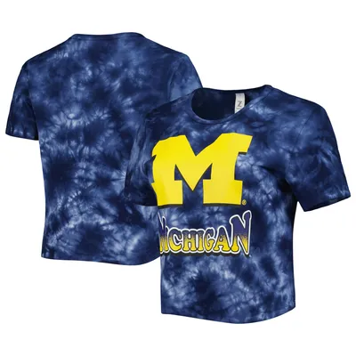 Michigan Wolverines ZooZatz Women's Cloud-Dye Cropped T-Shirt - Navy